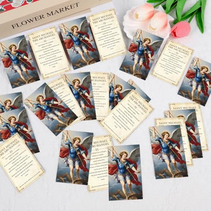 Saint Michael Catholic Prayer Cards 240 Pcs St Michael Holy Prayer Cards Gifts Scripture Religious Tracts Inspirational Christian Gift for Women Men Sunday School Bible Study 4 x 2.6 inches - style: Saint Michael