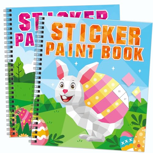 2PCS Easter Day Crafts for Kids Ages 4-8 Sticker Paint Books Gift Party Create 20 Pictures（Sticker Sheets are Separate） - color: Easter Day Stikcer Book