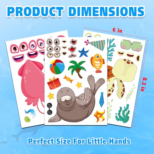 42 Ocean Animal Make-a-Face Sticker Sheets for Kids - style: Ocean Animals