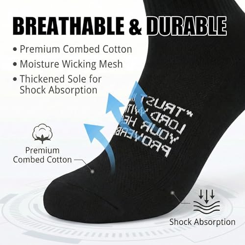 3 Pack Cross Grip Bible Verse Soccer Socks | Anti-Slip Religious Christian Sports Socks US 6-13 - color: Black