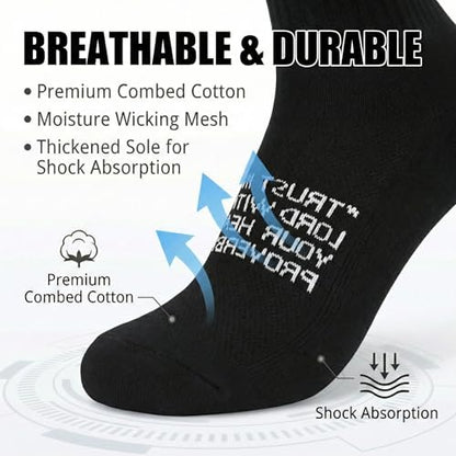 3 Pack Cross Grip Bible Verse Soccer Socks | Anti-Slip Religious Christian Sports Socks US 6-13 - color: Black