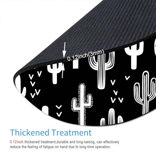 Round Mouse Pad, Black White Cactus Succulent Customized Premium-Textured Mouse Mat,Washable Mousepads with Cloth, Non-Slip Rubber Base Small Mousepad, 7.9×7.9×0.12 inches - color: Black White Cactus Succulent