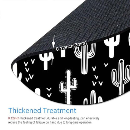 Round Mouse Pad, Black White Cactus Succulent Customized Premium-Textured Mouse Mat,Washable Mousepads with Cloth, Non-Slip Rubber Base Small Mousepad, 7.9×7.9×0.12 inches - color: Black White Cactus Succulent
