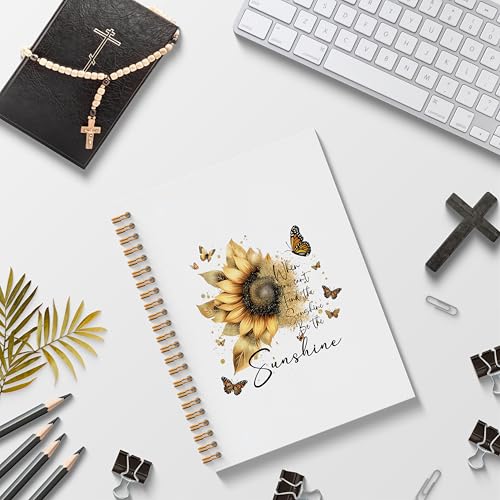 Poecinvi Sunflower Inspirational Spiral Notebook, Inspirational Gifts for Women, Be the Sunshine Notebook, Sunflower Butterfly Journal, Motivational Gifts for Women, 5.5x8.3 Inch - color: Sunshine