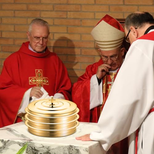 Newtay Gold Communion Tray Cover, Stainless Steel Round 11 Inches