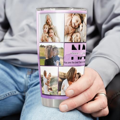 Personalized Nana Photos Tumbler Custom Name Insulated cups Travel Coffee Mug with Lids Stainless Steel 20 30 Oz Gifts for Mom Mommy New Grandma Mother's Day - color: Nan 616