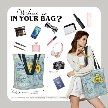 Bible Tote Bags for Women Christian Gifts Religious Church Shoulder Bag - color: Sunflower