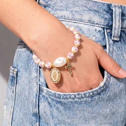 Holy Water Bracelet for Women,Religious Christian FaithJewelry - color: Red