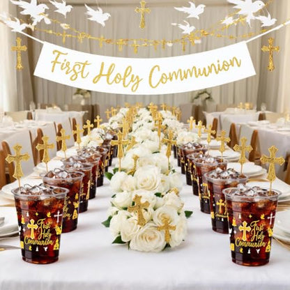 50 Pcs Religious Plastic Cups 12 Oz First Holy Communion After Party Cups