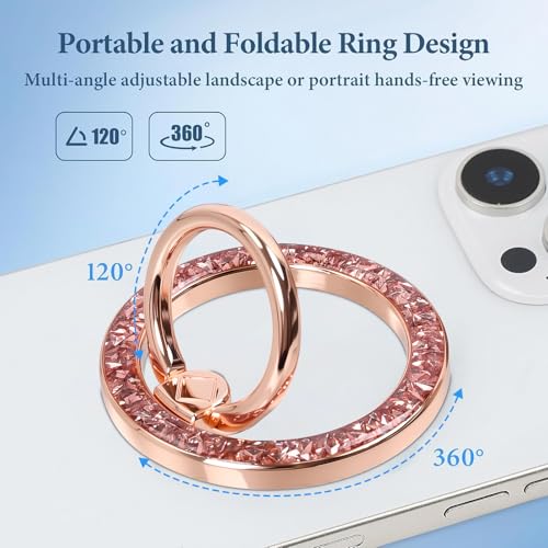 Magnetic Phone Ring for MagSafe Grip [Super Magnet] StylishTwinkle Design Ring Holder Stand, magsafe pop Socket (Rose Gold) - color: Rose Gold