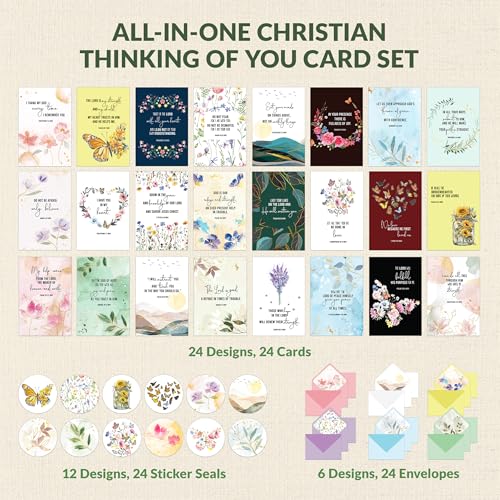 Decorably 24 Pack Gold Foil 4x6in Christian Thinking of You Cards