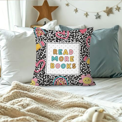 Reading Nook Pillow Covers 18x18,Classroom Decor Throw Pillows - color: Book
