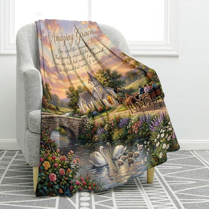 Jekeno Amazing Grace Gifts Blanket Christian Church Throw Blanket - color: Amazing Grace, size: 60x80 Inch
