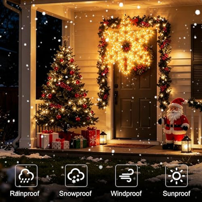 27" Christmas Big Snowflake Lights Outdoor Large Lighted Snowflake Plug in - color: Warm White-27"
