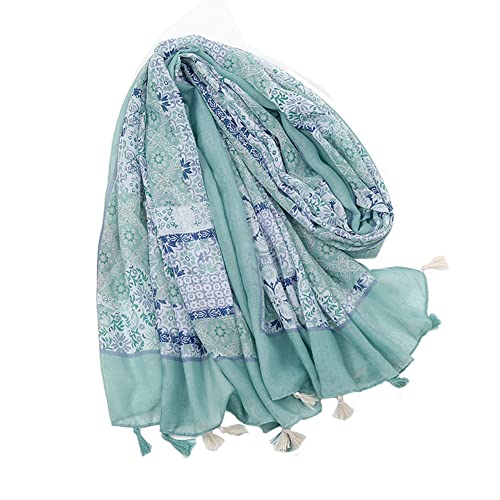 Yeieeo Boho Scarf for Women Lightweight Floral Printed Scarf Fall Winter Fashion Fringed Shawl - color: Floral 33