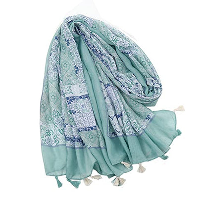 Yeieeo Boho Scarf for Women Lightweight Floral Printed Scarf Fall Winter Fashion Fringed Shawl - color: Floral 33
