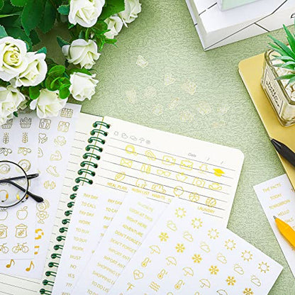 Sinmoe 36 Sheets Clear Gold Foil Planner Stickers Calendar Icons