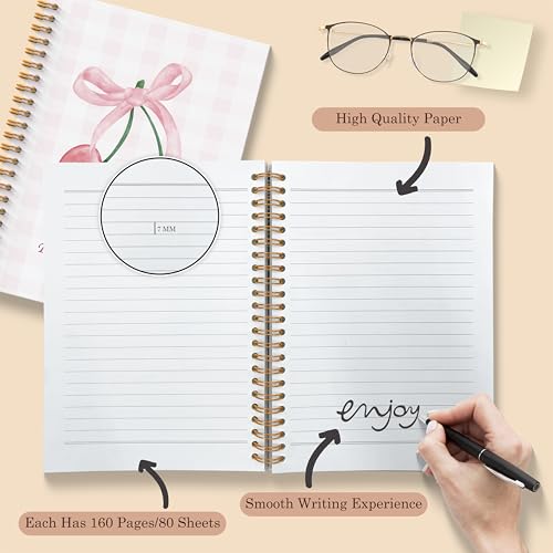 Coquette Pink Bow Cherry Christian Spiral Notebooks, With God All Things are Possible Bible Journal, Religious Journal for Women, Coquette Girly Office Supplies, 5.5x8.3 Inches - color: Cherry Bible