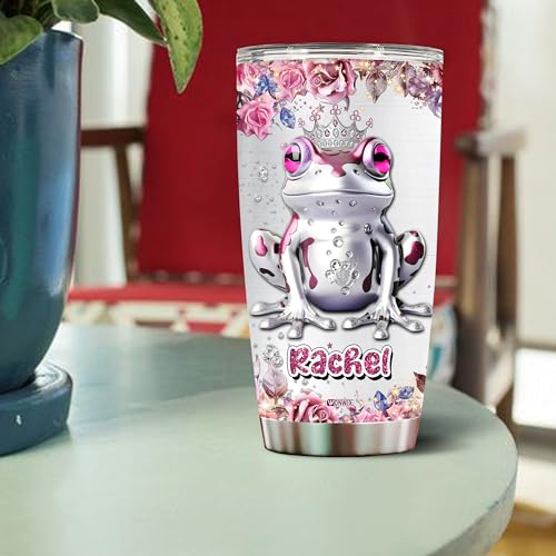 Personalized Frog Tumbler Gifts for Women Travel Cup Coffee Mug Jewelry Style Insulated Stainless Steel 20oz With Lid Gift for Girls Daughter Sister Animal Lovers - color: Frog