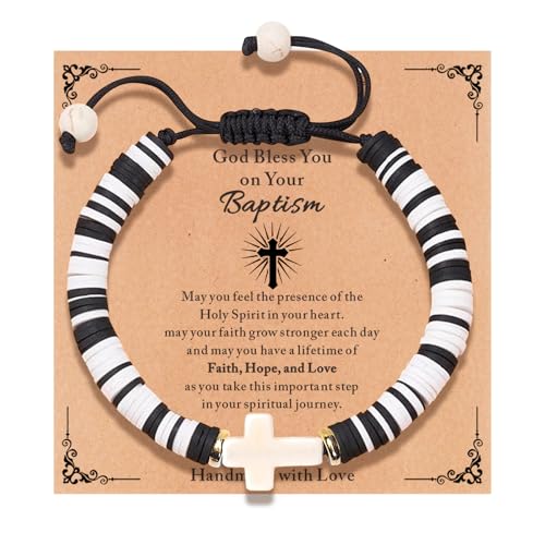 Cute Cross Bracelet Teen Girl Gifts Trendy Stuff Christian Gifts for Kids/Girls/Boys/Teens/Women Jewelry Colorful Jesus Bracelets Christmas Religious Communion Baptism Confirmation Gifts - color: 2-Baptism-D
