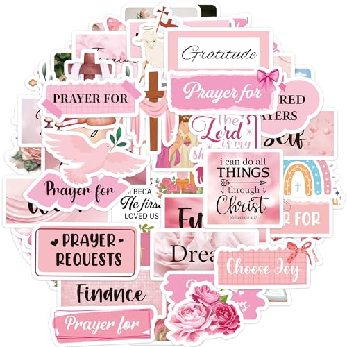 Pink Prayer Board Stickers, Christian Bible Decals for Women Journals - color: Pink Motivation Prayer