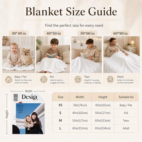 Custom Name Blanket with Photos Logo Text, Personalized Soft Flannel Throws - color: Clear