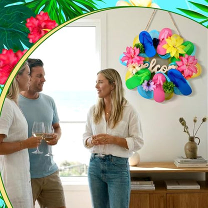 Cinnvoice Beach Slippers Wreath Artificial Front Door Wreath - style: Beach Slippers