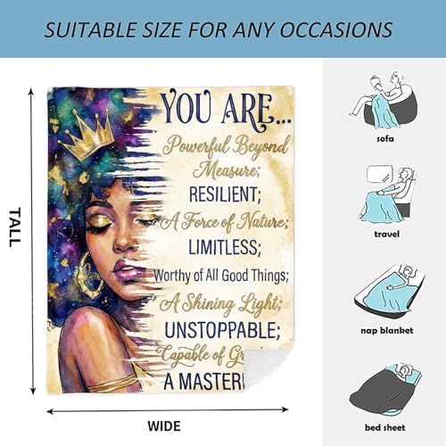 African American Black Girl Women Blanket - Christian Birthday Gifts Blanket- Inspirational Flannel Religious Spiritual Throw Blanket Home Decor 50x60inch - color: Hrmt6