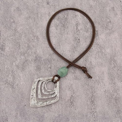 Leather Necklace for Women Long Boho Pendant Hippie Choker Necklace Bohemian Layered Leather Rope Wooden Jewelry Gifts - style: Large Boho Necklace