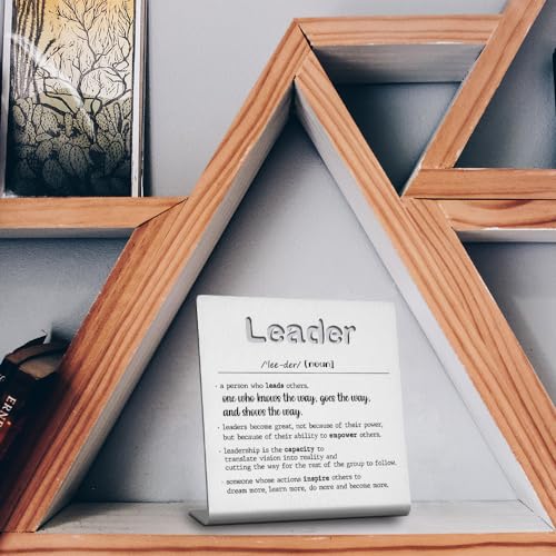 FOKCBOCM Thank You Leader Gifts for Boss Mentor Teacher Retirement Farewell Going Away New Job Leaving Gift Birthday for Leader Mentor Leader Definition Decorative Sign. - style: Leader