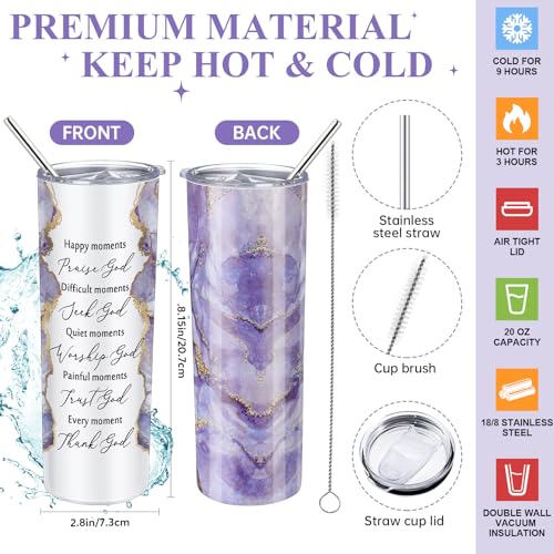 Domensi 6 Pcs Christian Gifts Set, 20 oz Tumbler Notepad Pens, Purple - color: Purple