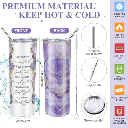 Domensi 6 Pcs Christian Gifts Set, 20 oz Tumbler Notepad Pens, Purple - color: Purple