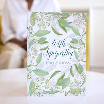 KJV Peaceful Greenery Sympathy Card, 1 Count - color: Sky and Clouds