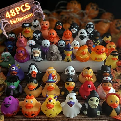 SQZUWIT 48 PCS Bulk Halloween Rubber Ducks Jeep Ducking Party Favors