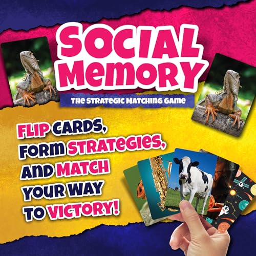 Social Memory - Strategic Twist On Classic Memory Game! Great for Grandkids, Engaging Matching Cards for Families and Kids. Perfect for 2-5 Players and Family-Friendly Fun