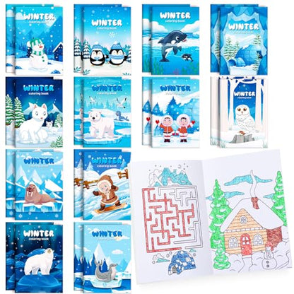 BenLouis 60Pcs Winter Mini Coloring Books Bulk for Kids Party Favors - style: Winter