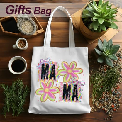Mama Mom Tote Bag Mom Birthday Gifts Canvas Tote Bag, Reusable Canvas Shoulder Bags for Grocery Shopping, Beach 01 - color: Mamaflower02