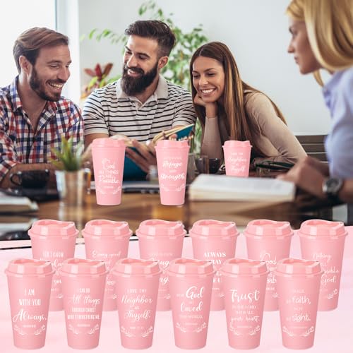 Skylety 48 Pack Christian Gift 16oz Bible Verse Travel Cups, Pink - color: Pink