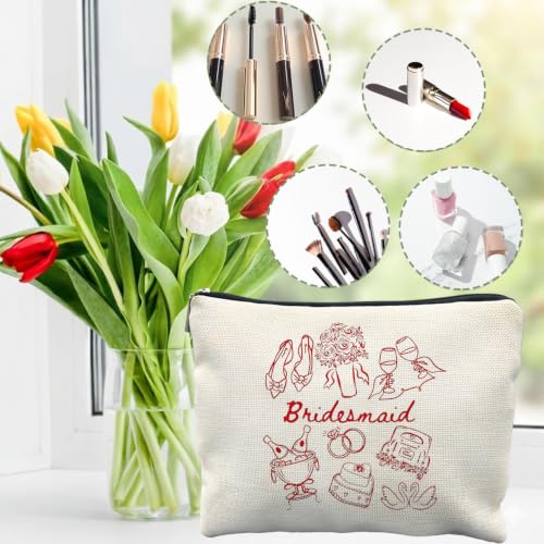 Bridesmaid Proposal Gifts Canvas Makeup Bag for Women Bestie - color: bridesmaid 2