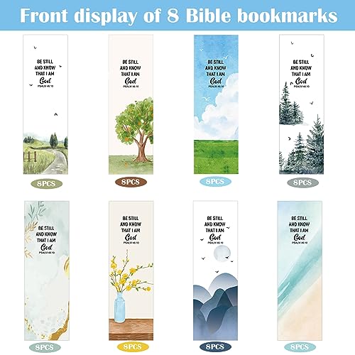 Qilery 64 Pieces Books of the Bible Bookmarkers Large Print Christian Gifts Book Markers for Reading Christian Religious Bookmarks for Lovers Readers Office Supplies Gift