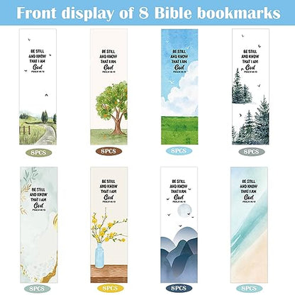 Qilery 64 Pieces Books of the Bible Bookmarkers Large Print Christian Gifts Book Markers for Reading Christian Religious Bookmarks for Lovers Readers Office Supplies Gift