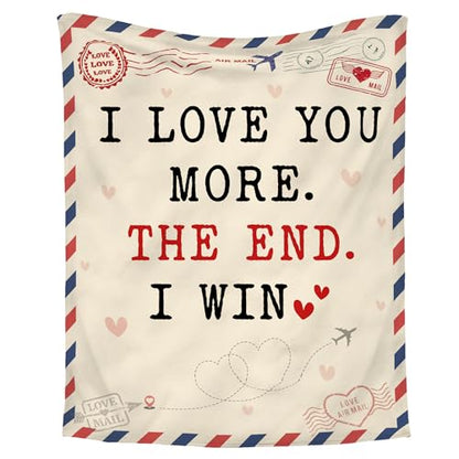 WRAPIX Anniversary Couple Gifts for Women Men - Soft Throw Blanket 50x60 in - color: I Win, size: 50x60 inches