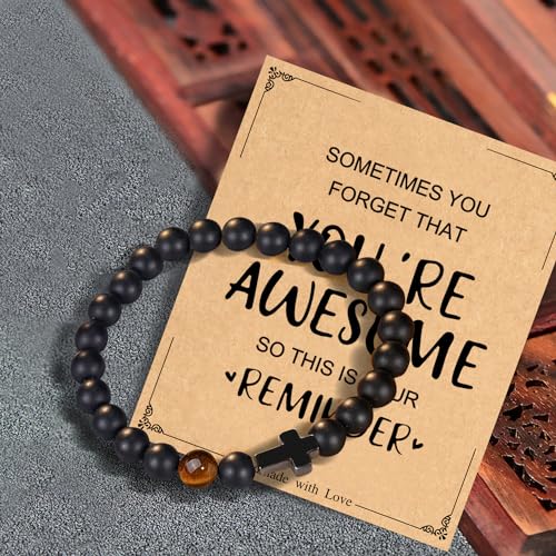 Christian Grandparents-Day Gifts for Men, Religious Cross Bracelet for Him - style: You are awesome.