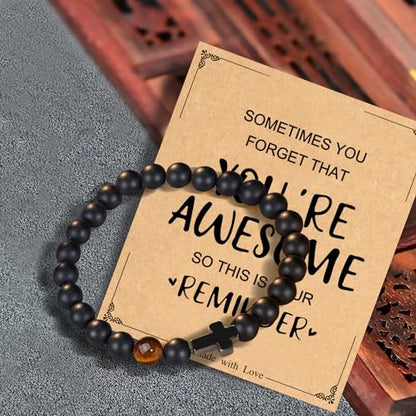 Christian Grandparents-Day Gifts for Men, Religious Cross Bracelet for Him - style: You are awesome.