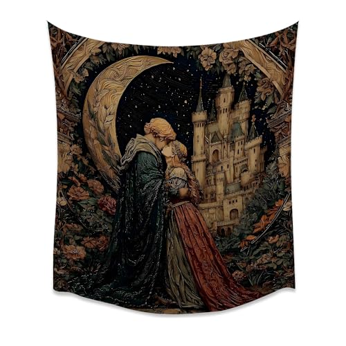 xyeey Retro Gothic Medieval Castle Art Tapestry Vintage Aesthetic Renaissance Lovers Tapestries Fantasy Enchanted Forest Wall Hanging for Living Room Bedroom Dorm Wall Decor white60x80inch - color: Retro Gothic Medieval Castle Art Tapestry Vintage Aesthet