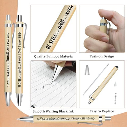 OSIMIG 90 Pcs/30 Set Christian Spiral Notebooks Bulk with Ballpoint Pen and Bookmark; Small Prayer Journal Notebook; Christian Gifts for Church Members, Bible Study Groups & Church Families