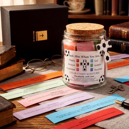 Lunmon Positive Affirmation Jar Bible Verses Emotions Gift for Soccer Fans - style: Soccer