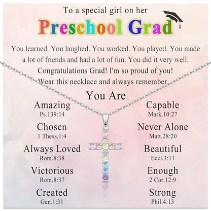 Cross Necklace for Little Girls Catholic Christian Religious Gifts - color: Preschool Graduation