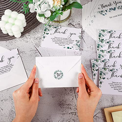 Marspark 25 Pack Funeral Thank You Cards Sympathy Envelopes, Leaves - style: Leaves