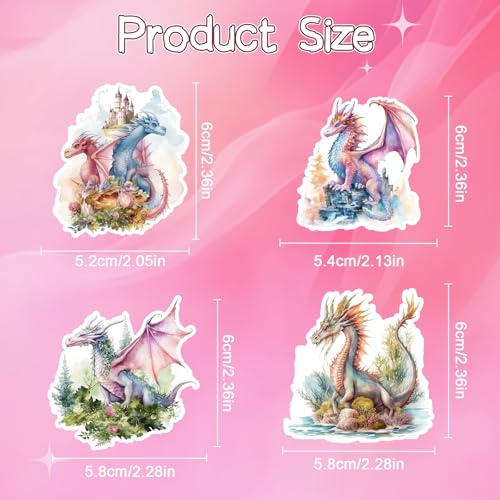 Cartoon Dragon Stickers for Adults - 100 Pcs Magic Pterosaur Water Bottle Stickers, Cool Cute Waterproof Scrapbook Sticker for Teen, Vinyl Decals for Vision Board Laptop Journal - style: Dragon
